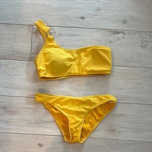 Yellow One-Shoulder Bikini Set